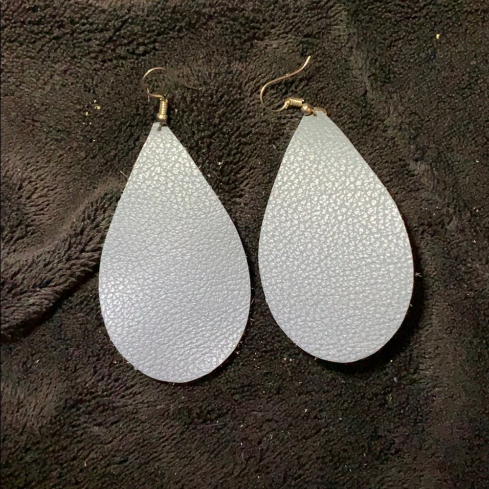 Denim Colored Leather Earrings